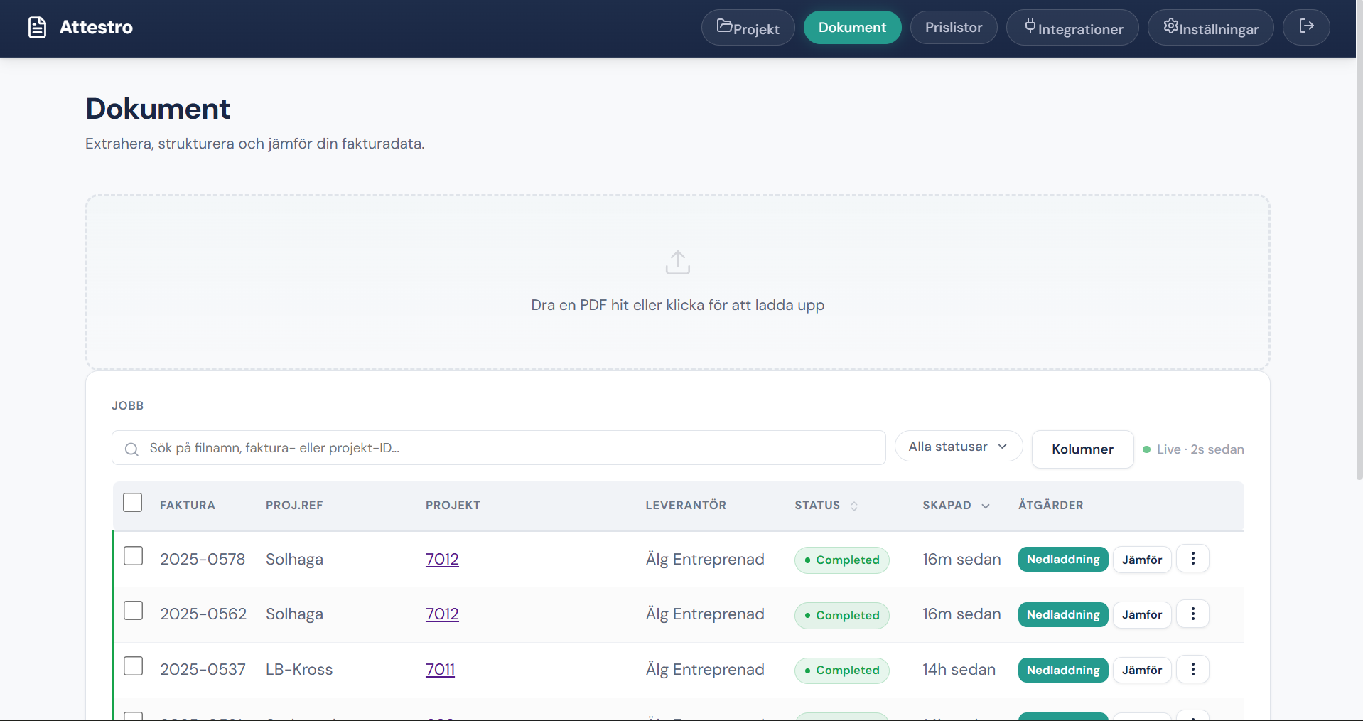 Attestro hämtar leverantörsfakturor från Fortnox